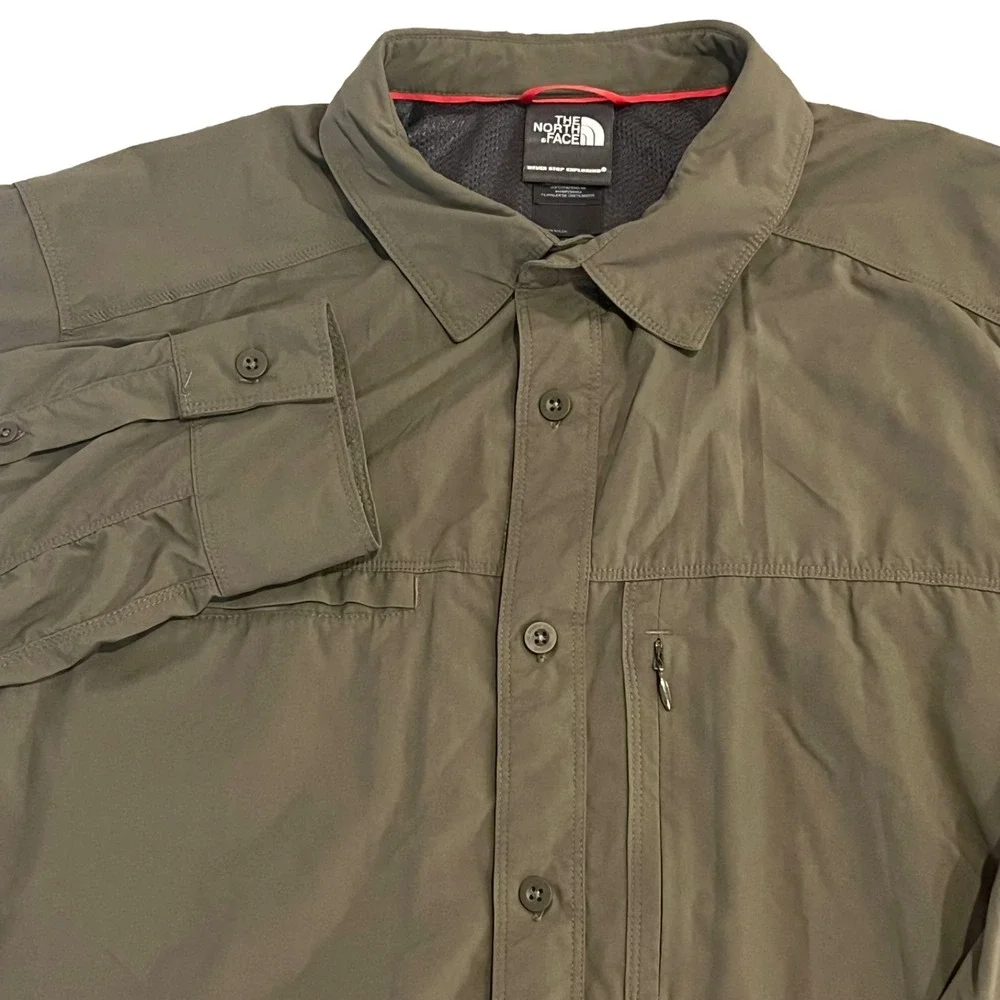 The North Face Shirt Mens L Green Utility Outdoor Hiking Vented Quic